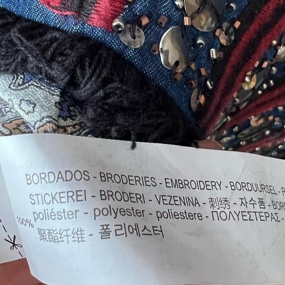 Zara Women's Beaded Fringe Boho Kimono Jacket Embroidered Oversized Small Boho - Picture 10 of 10